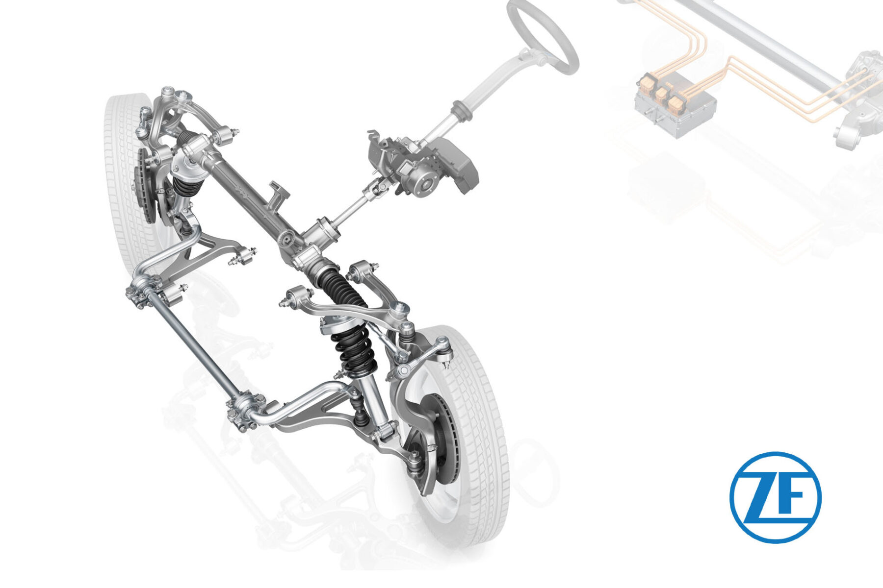 The ZF Intelligent Rolling Chassis achieves an incredible 75deg turning angle